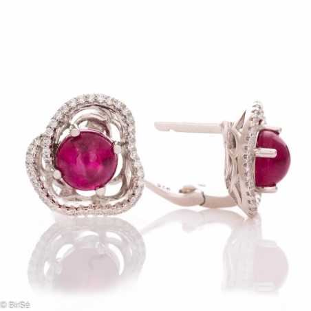 Сребърни Обеци - Естествен Рубин Цвете 2,10 ct. СО402
