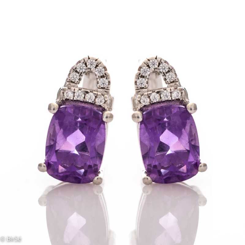 Сребърни Обеци - Естествен Аметист 2,50 ct. СО407 Сребърни Обеци - Естествен Аметист 2,50 ct. СО407