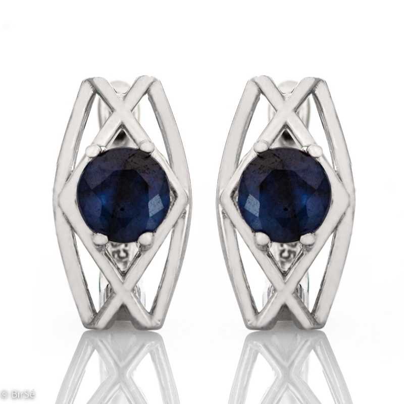 Сребърни Обеци - Естествен Сапфир 2,10 ct. СО418 Сребърни Обеци - Естествен Сапфир 2,10 ct. СО418