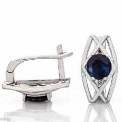 Сребърни Обеци - Естествен Сапфир 2,10 ct. СО418
