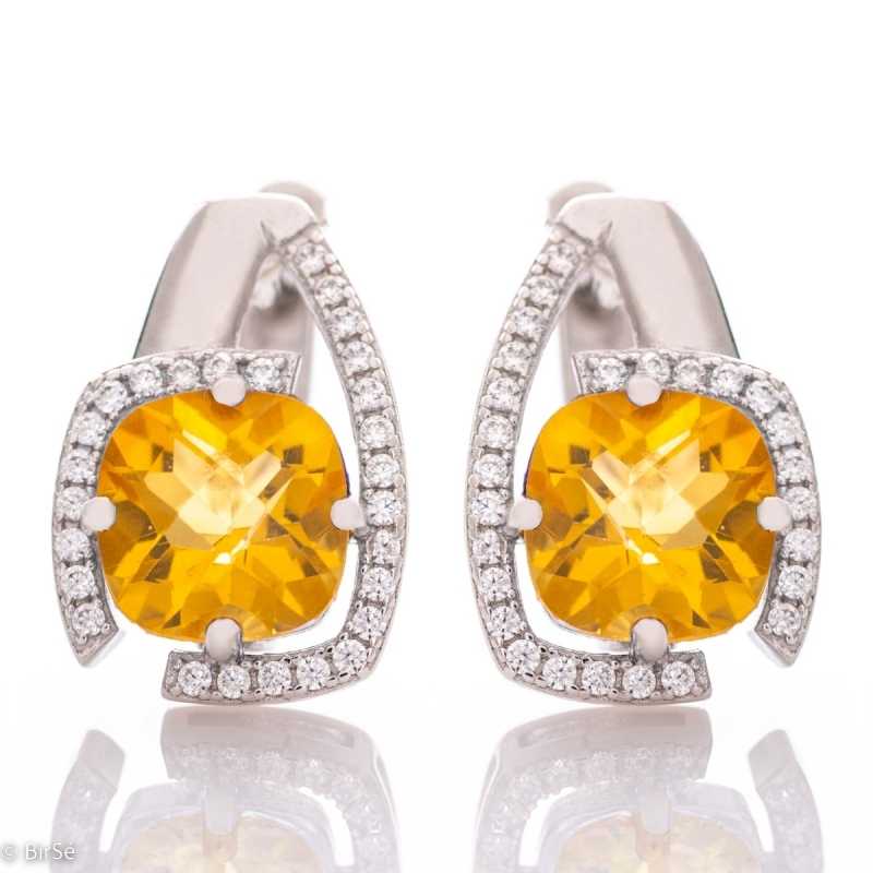Сребърни Обеци - Естествен Цитрин 1,40 ct. СО419 Сребърни Обеци - Естествен Цитрин 1,40 ct. СО419