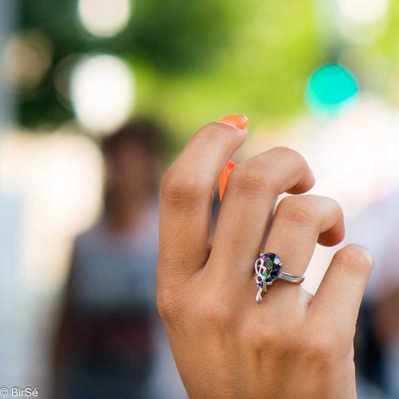 Сребърен пръстен с Естествен Мистик Топаз 8,50 ct СДП441 Сребърен пръстен с Естествен Мистик Топаз 8,50 ct СДП441