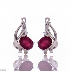 Сребърни обеци - Естествен рубин 2,12 ct. СО499