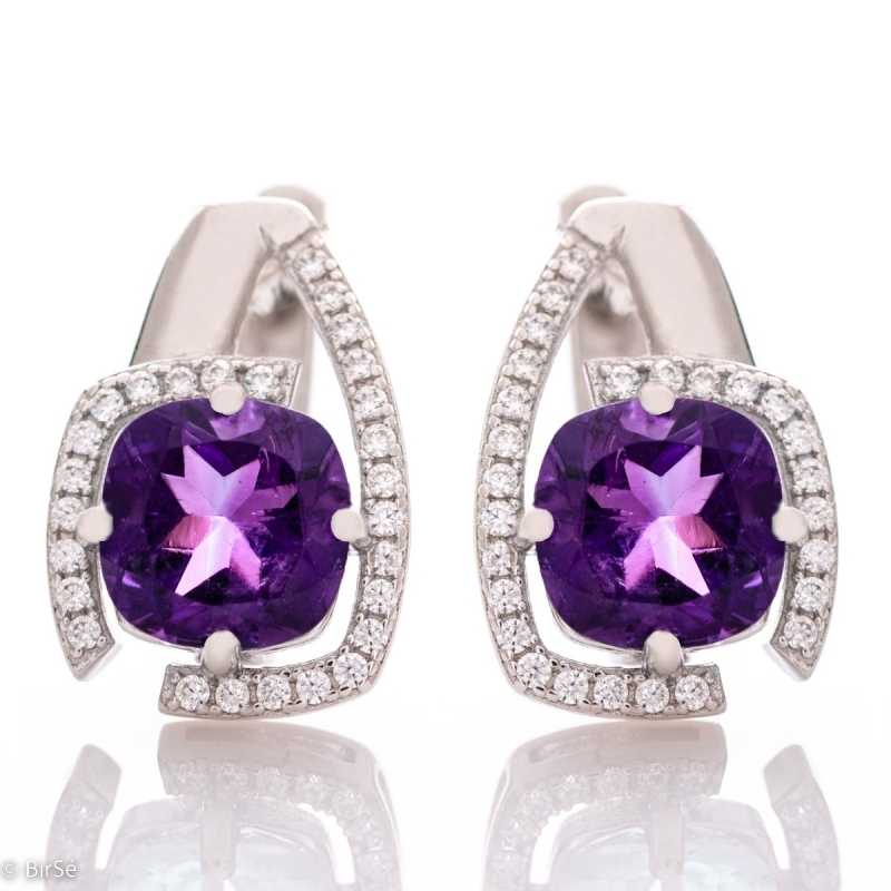 Сребърни обеци - Естествен Аметист 1,40 ct. СО540 Сребърни обеци - Естествен Аметист 1,40 ct. СО540