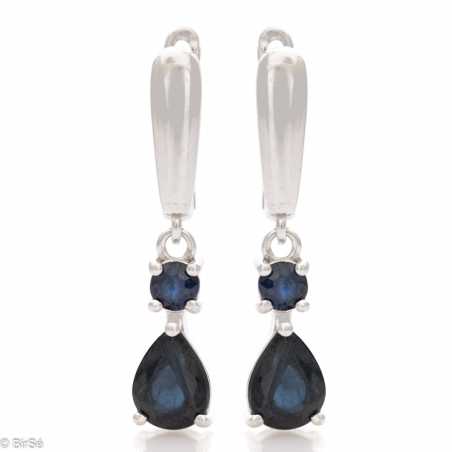 Сребърни обеци - Естествен сапфир 2,68 ct. СО544