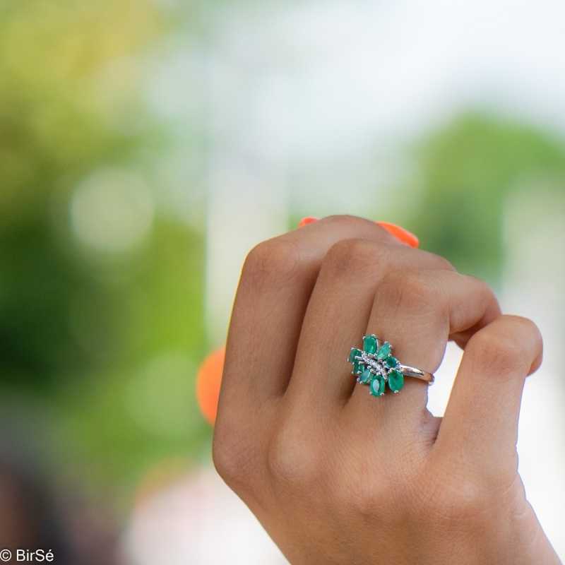 Сребърен пръстен - Естествен изумруд 1,43 ct. СДП454 Сребърен пръстен - Естествен изумруд 1,43 ct. СДП454