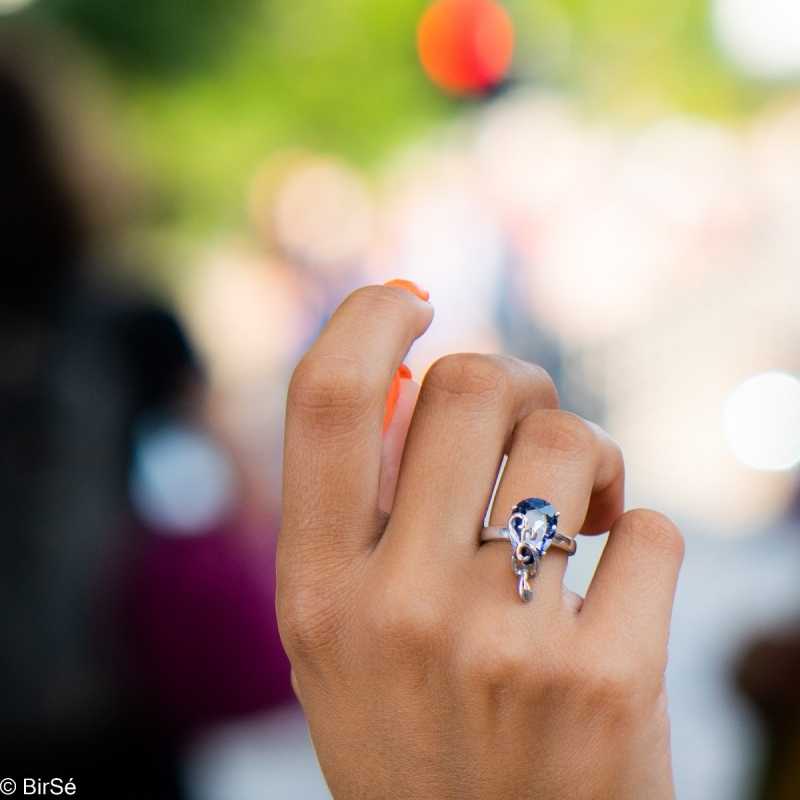 Сребърен пръстен - Естествен син мистик топаз 8,50 ct. СДП463 Сребърен пръстен - Естествен син мистик топаз 8,50 ct. СДП463