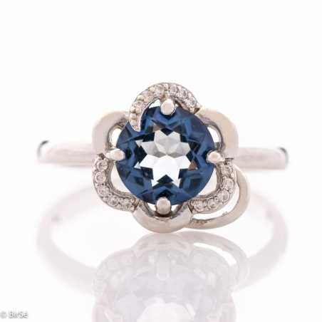 Сребърен пръстен - Естествен син мистик топаз 2,50 ct. СДП465