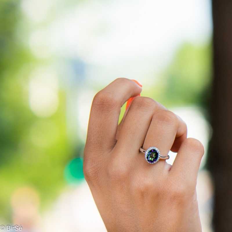 Сребърен пръстен - Естествен мистик топаз 2,50 ct. СДП467 Сребърен пръстен - Естествен мистик топаз 2,50 ct. СДП467