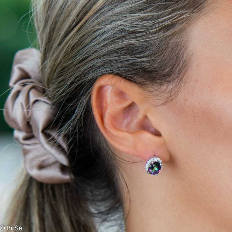 Сребърни обеци - Естествен мистик топаз 5.00 ct. СО559 Сребърни обеци - Естествен мистик топаз 5.00 ct. СО559