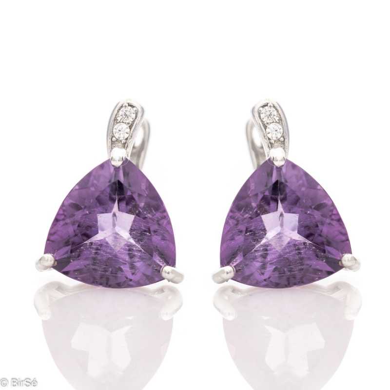 Сребърни обеци - Естествен Аметист 6,60 ct. СО568 Сребърни обеци - Естествен Аметист 6,60 ct. СО568