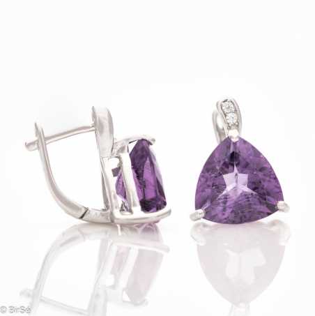 Сребърни обеци - Естествен Аметист 6,60 ct. СО568