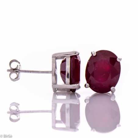 Сребърни обеци - Естествен рубин 9х7 4,40 ct. СО572