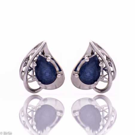 Сребърни обеци - Естествен сапфир 2,00 ct. СО579