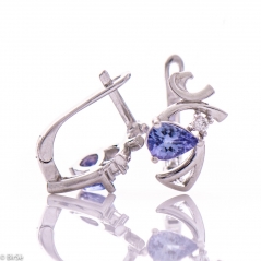 Сребърни обеци - Естествен танзанит 1,20 ct. СО580