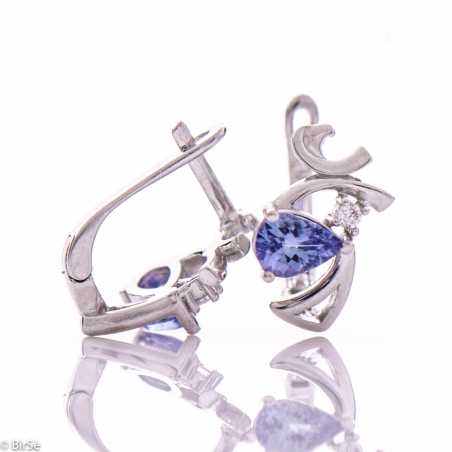 Сребърни обеци - Естествен танзанит 1,20 ct. СО580