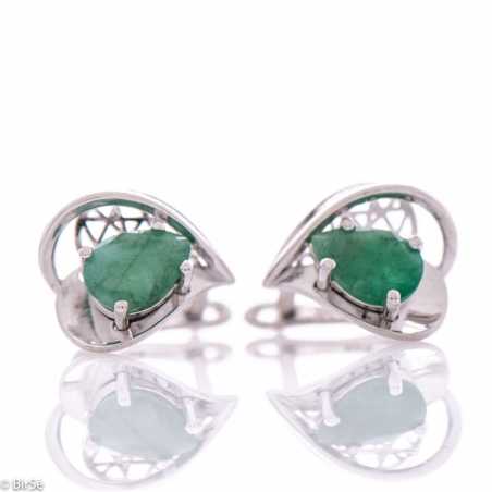 Сребърни обеци - Естествен изумруд 2,10 ct. СО583