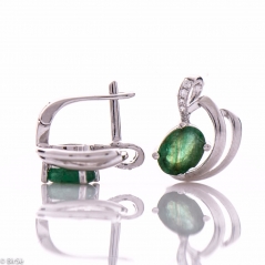 Сребърни обеци - Естествен изумруд 2 52 ct.