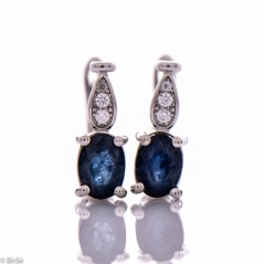 Сребърни обеци - Естествен сапфир 1,20 ct. СО587