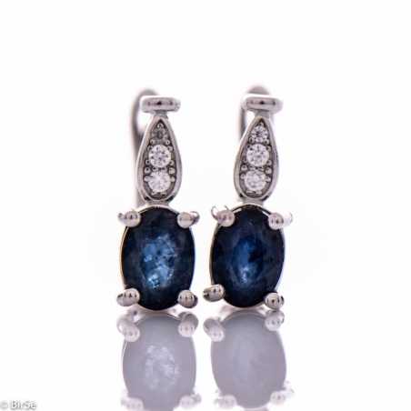 Сребърни обеци - Естествен сапфир 1,20 ct. СО587