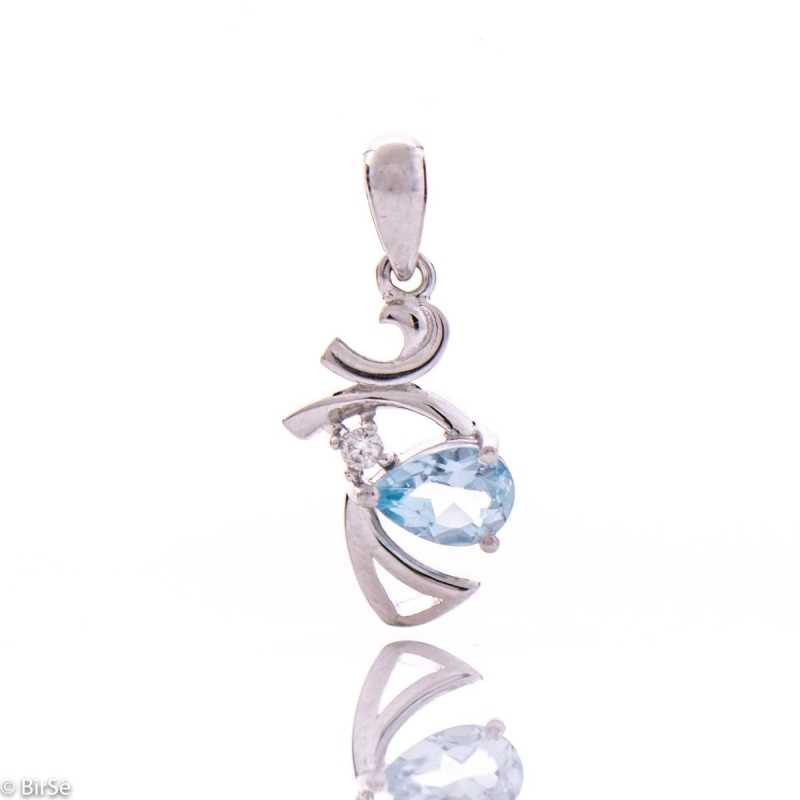 Сребърна висулка - Естествен син топаз 0,50 ct. СВ351