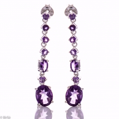Сребърни обеци - Естествен аметист 6,10 ct. СО593