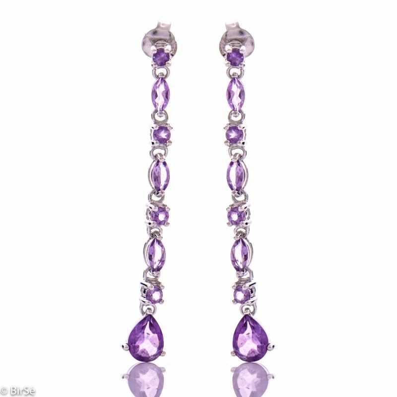Сребърни обеци - Естествен аметист 2,92 ct. СО594 Сребърни обеци - Естествен аметист 2,92 ct. СО594