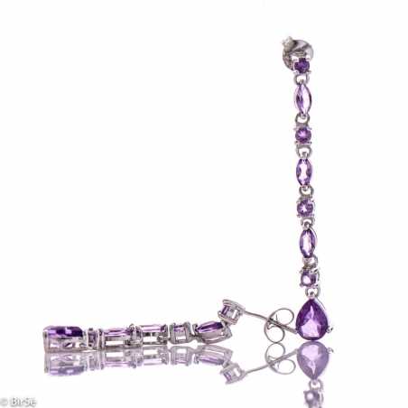 Сребърни обеци - Естествен аметист 2,92 ct. СО594