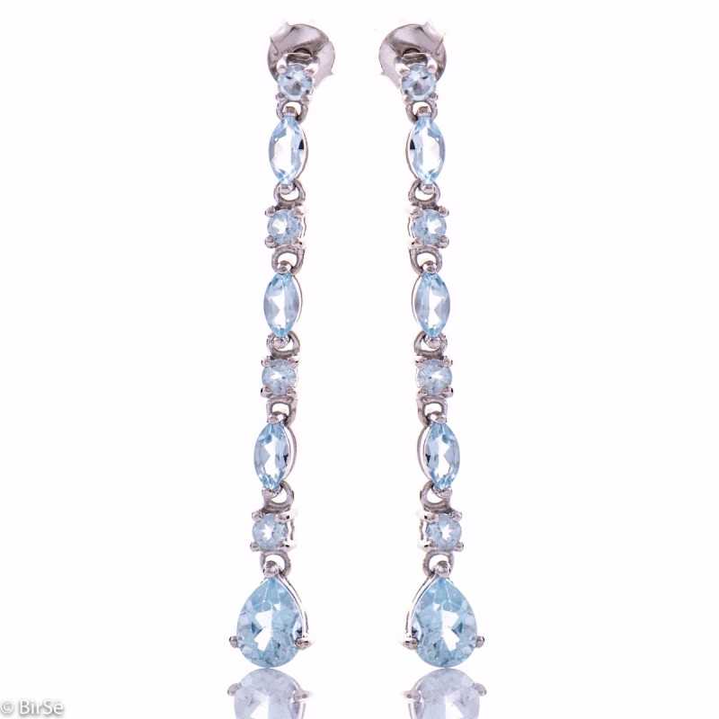 Сребърни обеци - Естествен син топаз 3,54 ct. СО596 Сребърни обеци - Естествен син топаз 3,54 ct. СО596