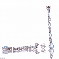 Сребърни обеци - Естествен син топаз 3,54 ct. СО596