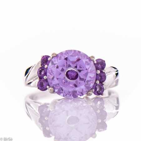 Сребърен пръстен - Естествен Аметист 3,90 ct. СДП502