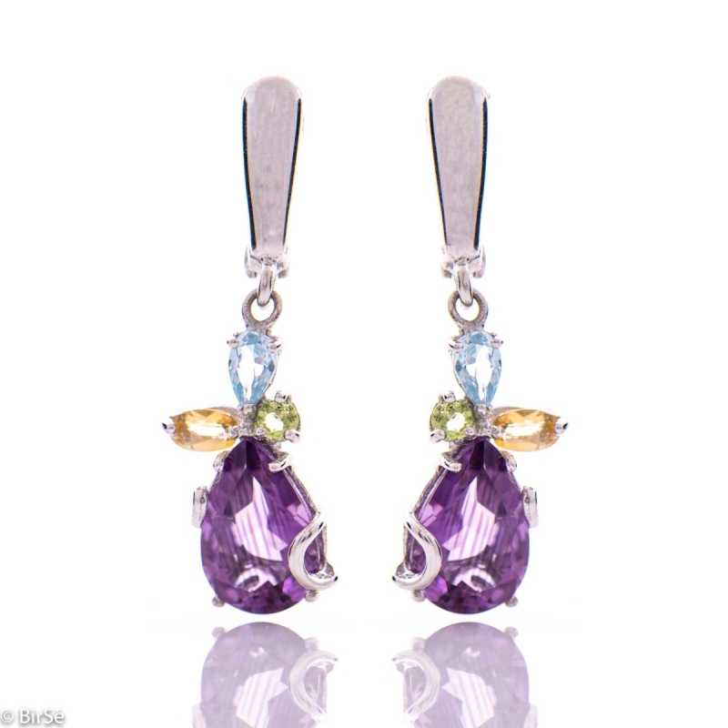Сребърни обеци - Естествен Аметист 4,45 ct. СО598 Сребърни обеци - Естествен Аметист 4,45 ct. СО598
