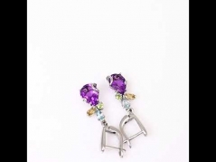 Сребърни обеци - Естествен Аметист 4,45 ct. СО598