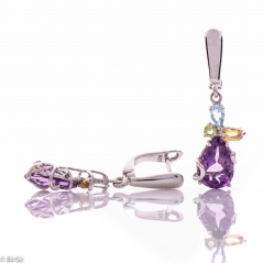 Сребърни обеци - Естествен Аметист 4 45 ct.