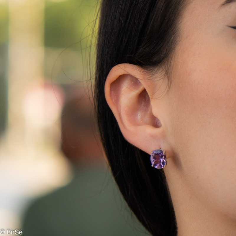 Сребърни обеци - Естествен Аметист 4,80 ct. СО603 Сребърни обеци - Естествен Аметист 4,80 ct. СО603
