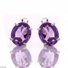 Сребърни обеци - Естествен Аметист 4,80 ct. СО603