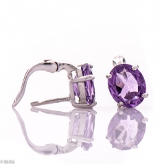 Сребърни обеци - Естествен Аметист 4 80 ct.