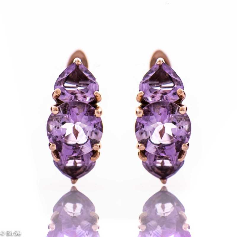 Сребърни обеци - Естествен Аметист 7,00 ct. СО604 Сребърни обеци - Естествен Аметист 7,00 ct. СО604