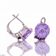 Сребърни обеци - Естествен Аметист 7 20 ct.