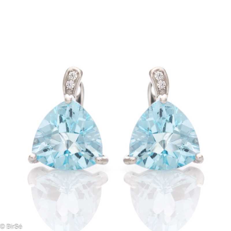 Сребърни обеци - Естествен Син топаз 11,50 ct. СО607 Сребърни обеци - Естествен Син топаз 11,50 ct. СО607