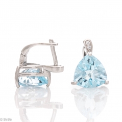 Сребърни обеци - Естествен Син топаз 11,50 ct. СО607
