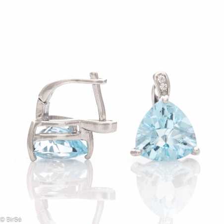 Сребърни обеци - Естествен Син топаз 11,50 ct. СО607