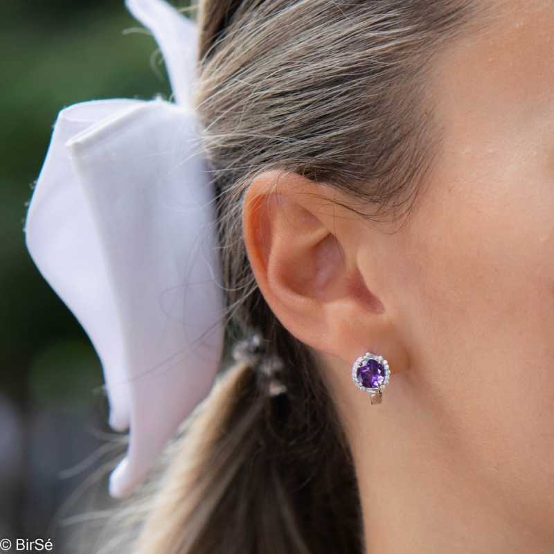 Сребърни обеци - Естествен Аметист 3,60 ct. СО611 Сребърни обеци - Естествен Аметист 3,60 ct. СО611