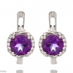 Сребърни обеци - Естествен Аметист 3,60 ct. СО611