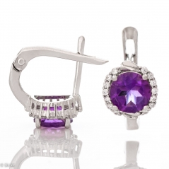 Сребърни обеци - Естествен Аметист 3 60 ct.