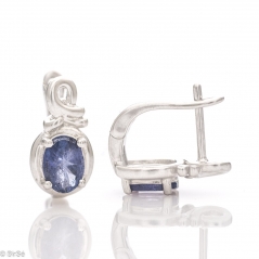 Сребърни обеци - Естествен Танзанит 1,78 ct. СО620
