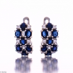 Сребърни обеци - Естествен сапфир 4,90 ct. СО624