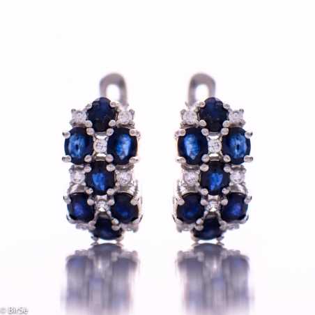 Сребърни обеци - Естествен сапфир 4,90 ct. СО624