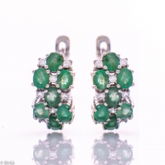 Сребърни обеци - Естествен изумруд 3,50 ct. СО625
