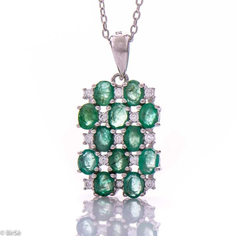 Сребърно колие - Естествен изумруд 3,00 ct. СДК195 Сребърно колие - Естествен изумруд 3,00 ct. СДК195
